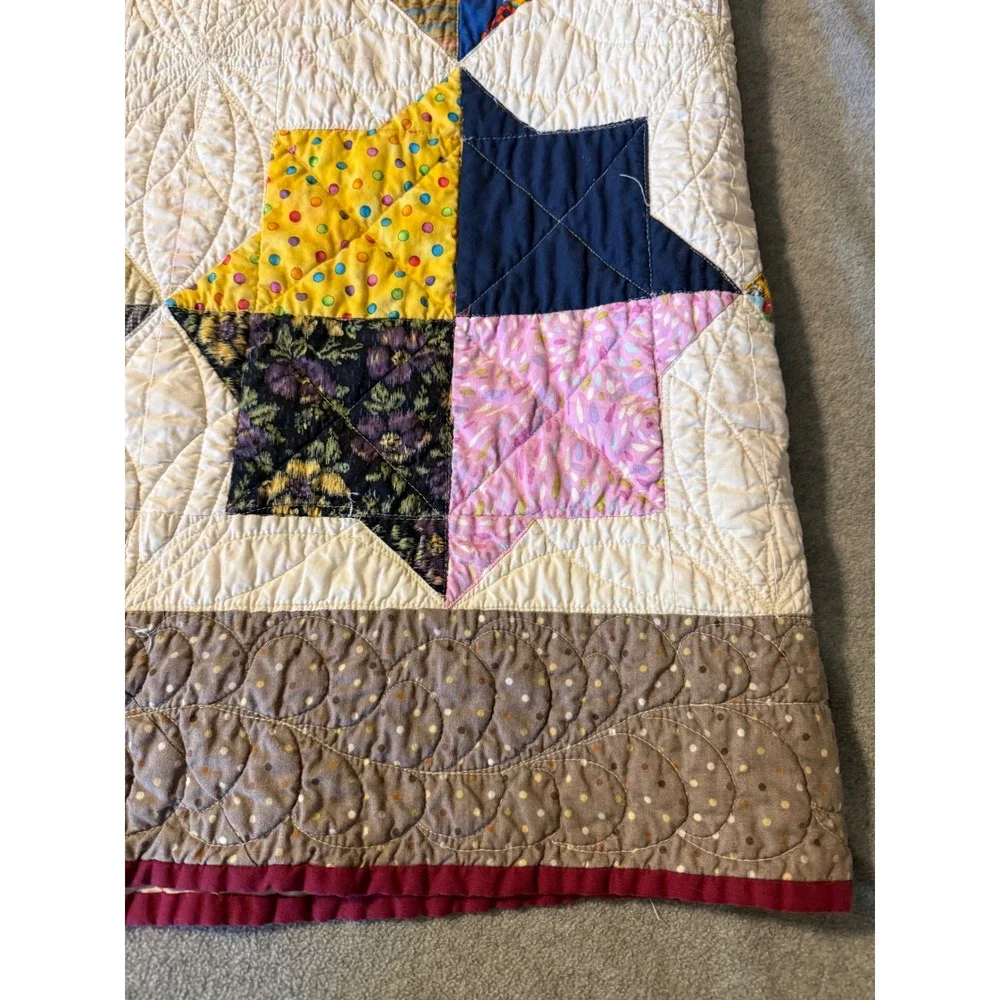 Handmade Patchwork Star Quilt Scrappy Pattern Floral Novelty Print Multi Color